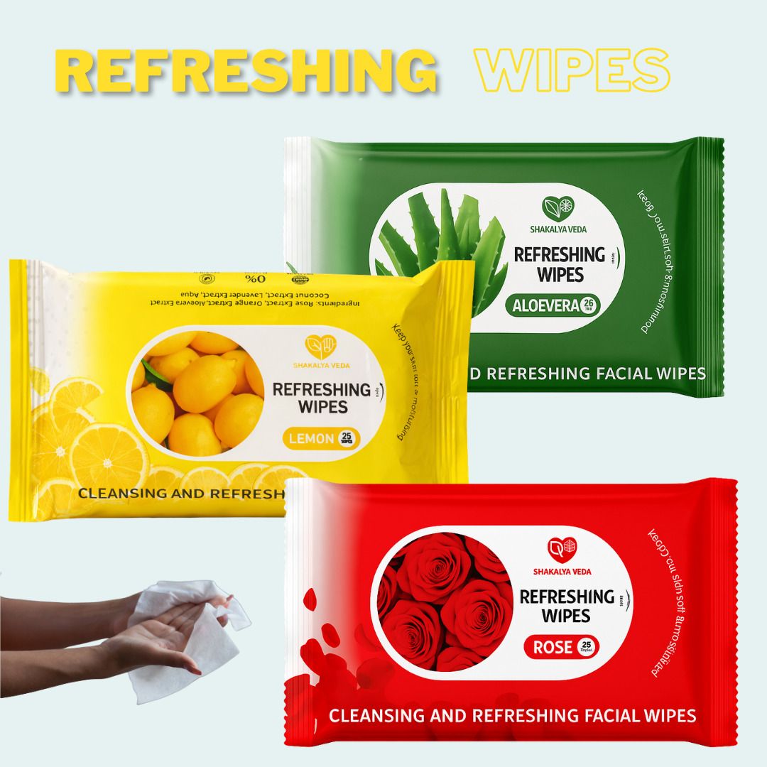 shakalyaveda Rose Aloe Vera Lemon Wet Wipes | Soft Facial Cleansing Wipes-picture-48