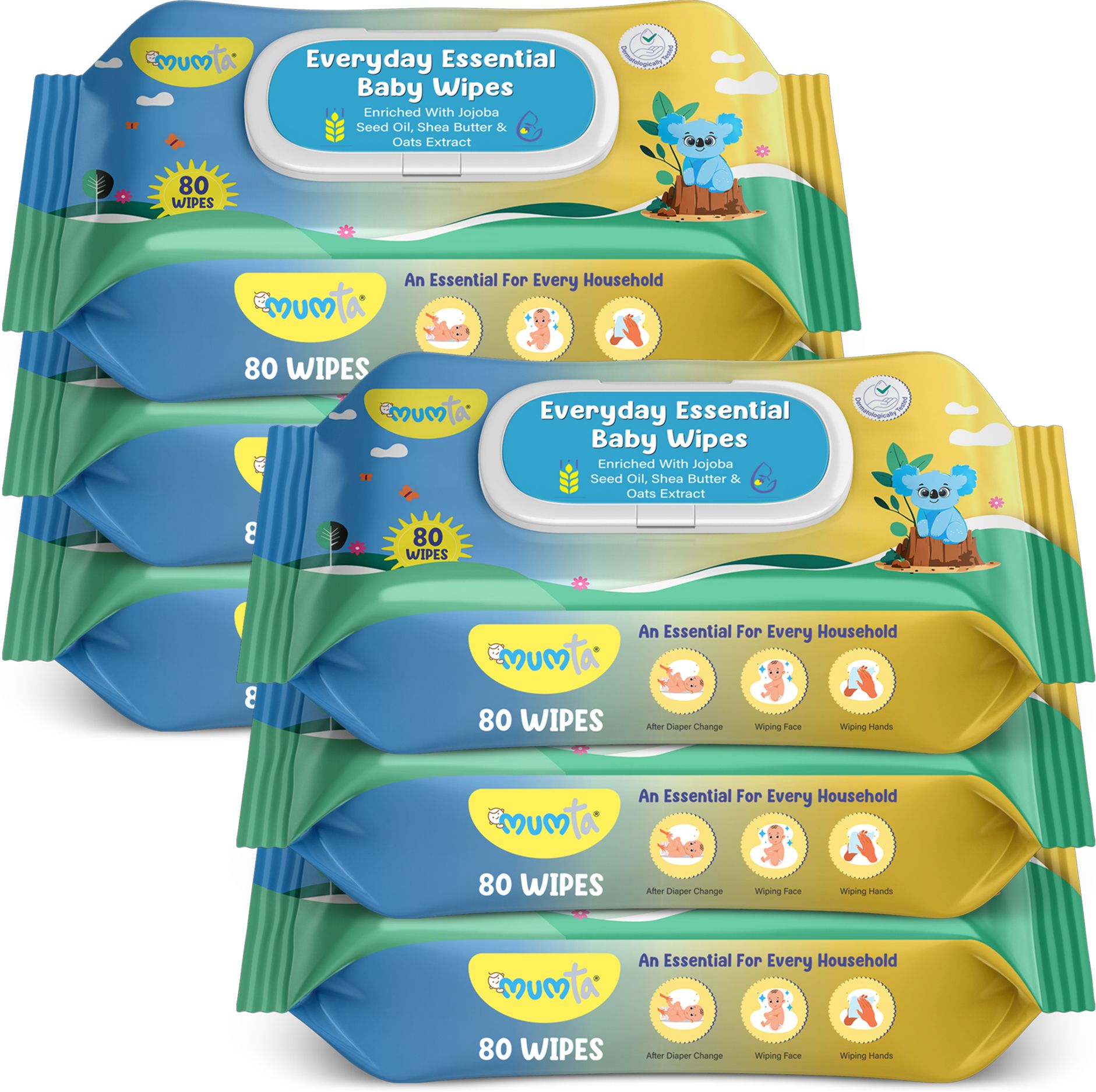 Soft Cleansing Baby Wipes with Aloe Vera & Vitamin E - 80 Counts/Pack (Set of 6)-image-34
