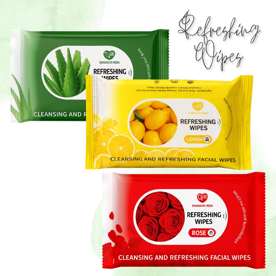 shakalyaveda Rose Aloe Vera Lemon Skin Refreshing Face Wipes | Pack of 3-picture-24