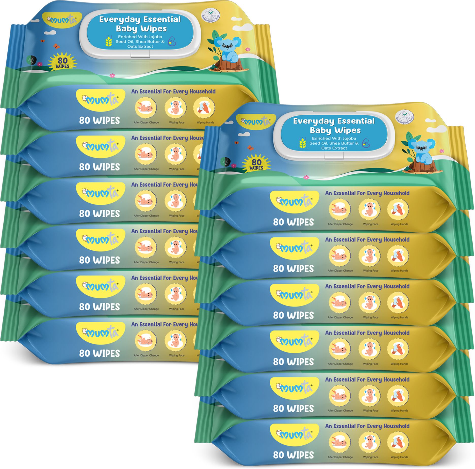 mumta Soft Cleansing Baby Wipes with Aloe Vera & Vitamin E 80 Counts/Pack (Set of 12)-picture-30
