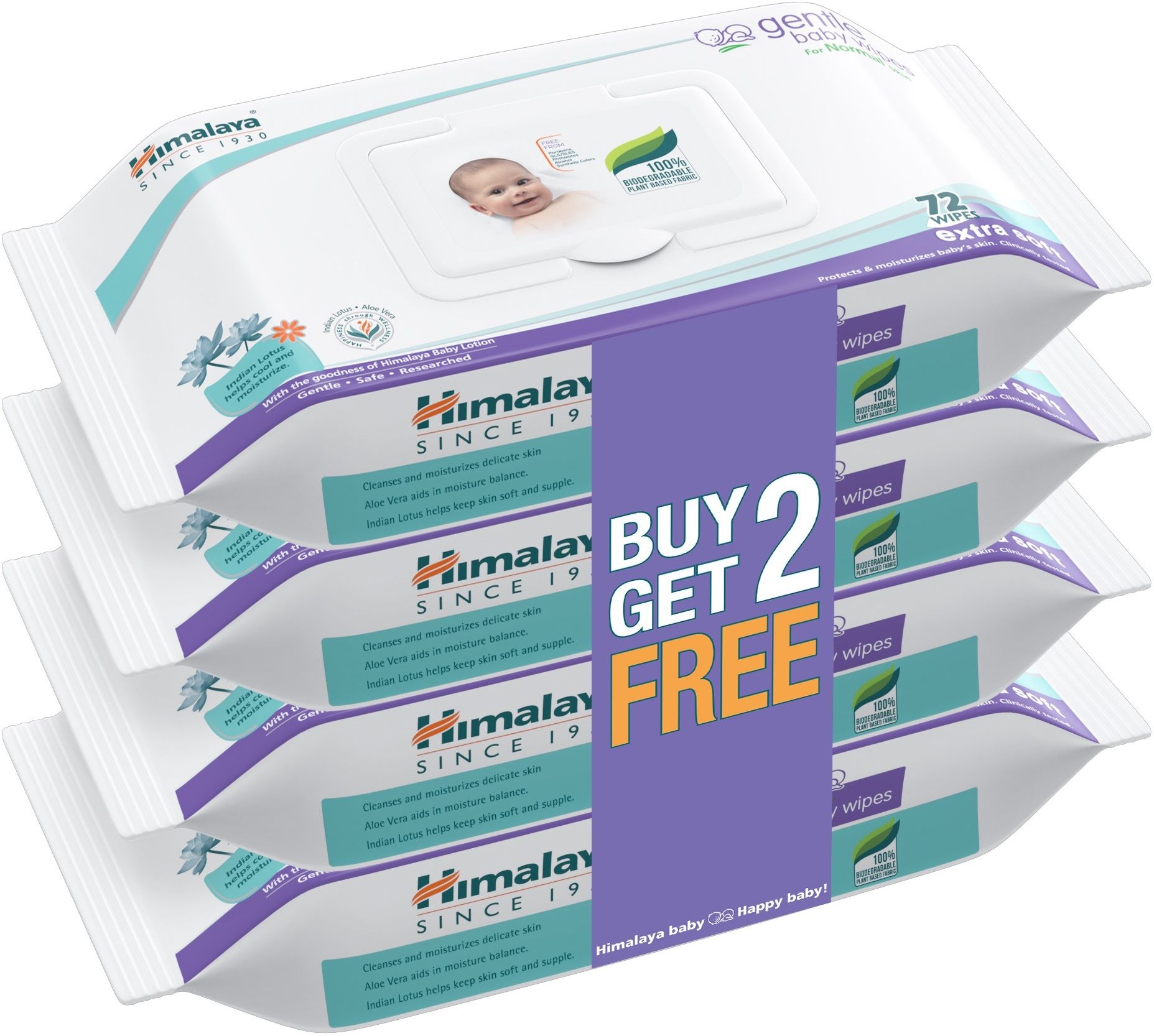 Gentle Baby Wipes | Buy 2 Get 2 Free |100% Biodegradable Plant-based fabric