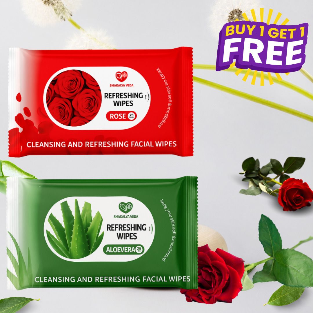 shakalyaveda Refreshing Facial Tissue Wipes | Aloe Vera Rose Combo Pack-picture-16