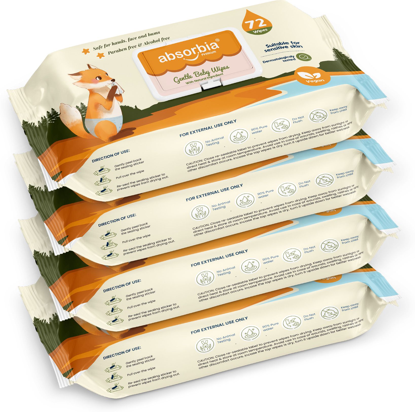 Gentle Baby Wet Wipes (288s x Pack of 4 with Lid) | 90% Pure Water Based-image-11