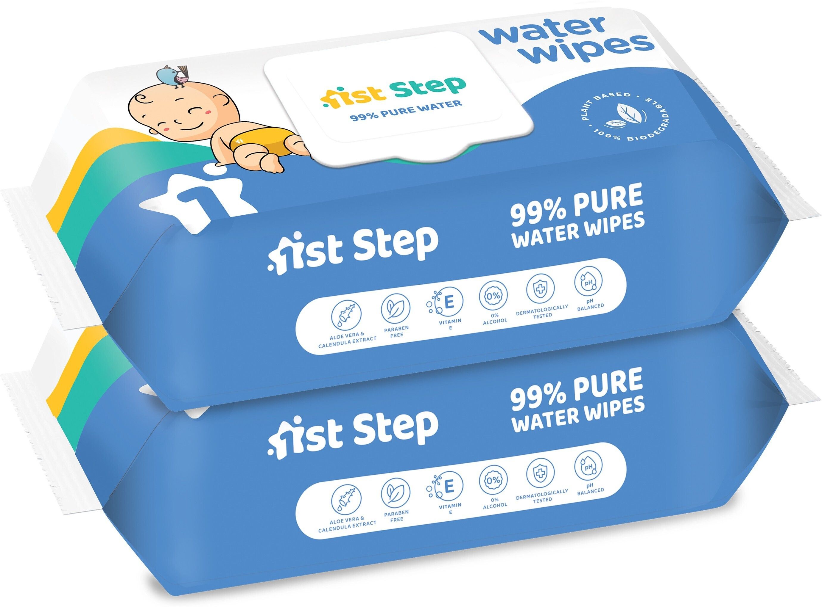 1st step 99% Pure Water Wipes With Lid, Made With Organic 100% Biodegradable Fabric-picture-9