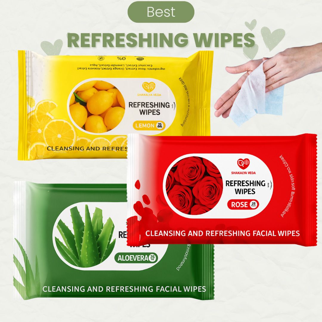 shakalyaveda Facial Wet Wipes | Rose Aloe Vera Lemon Moisturizing Face Wipes-picture-8