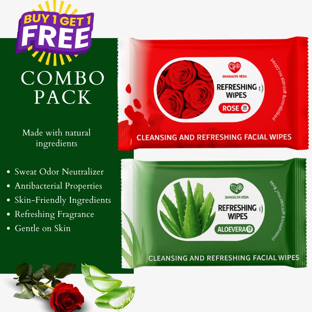 shakalyaveda Rose & Aloe Vera Wet Wipes for Face Refreshing Facial Wet Wipes for Men & Women-picture-37