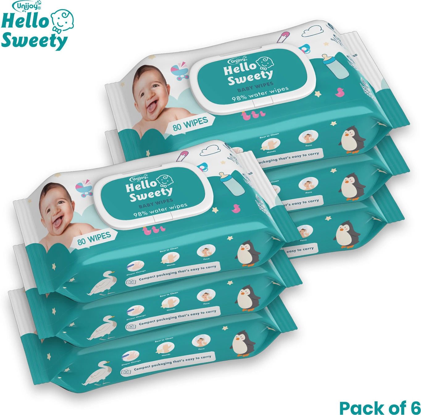 unijoy hello sweety baby wet wipes 98% water wipes-picture-14
