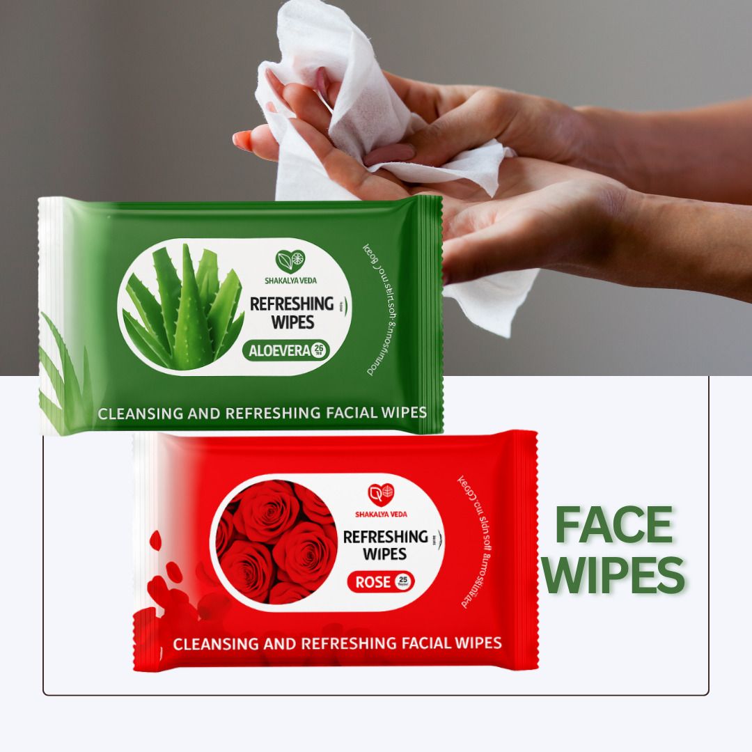 shakalyaveda Refreshing Face Wipes Pack of 2 | Aloe Vera & Rose Facial Wipes-picture-15