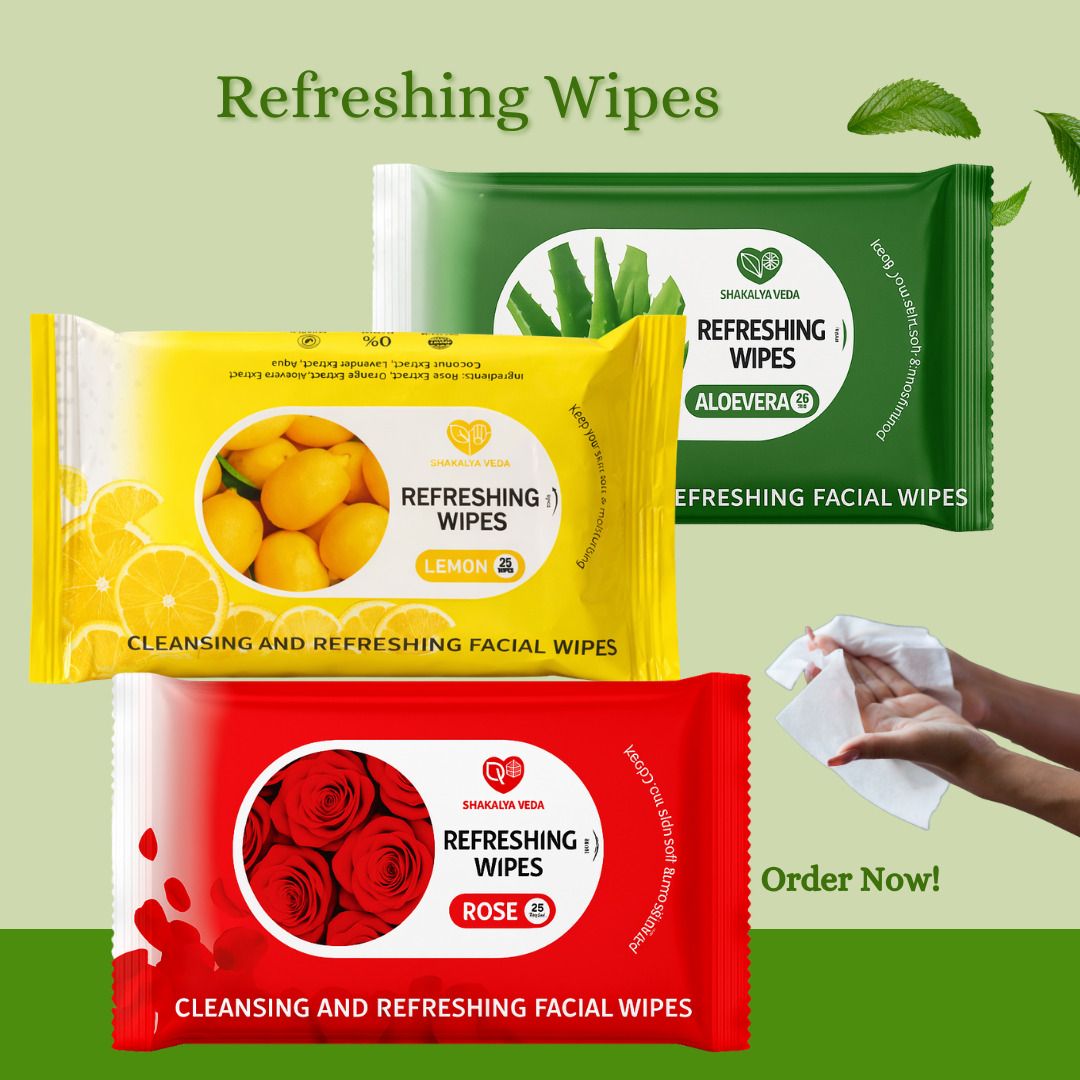 shakalyaveda Rose Aloe Vera Lemon Face Wipes | Refreshing Wet Tissue Pack of 3-picture-45