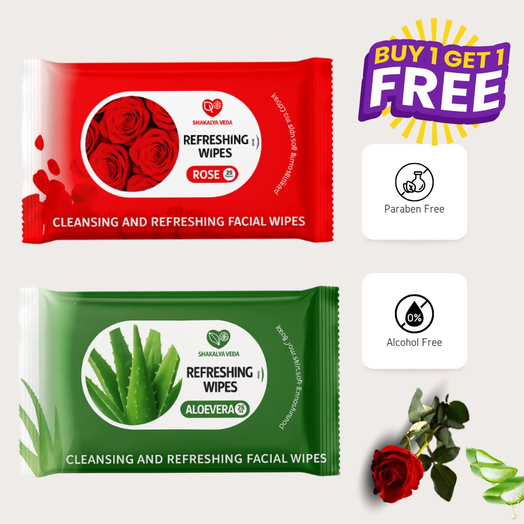 shakalyaveda Instant Refresh Face Wipes | Aloe Vera & Rose Wet Wipes-picture-2