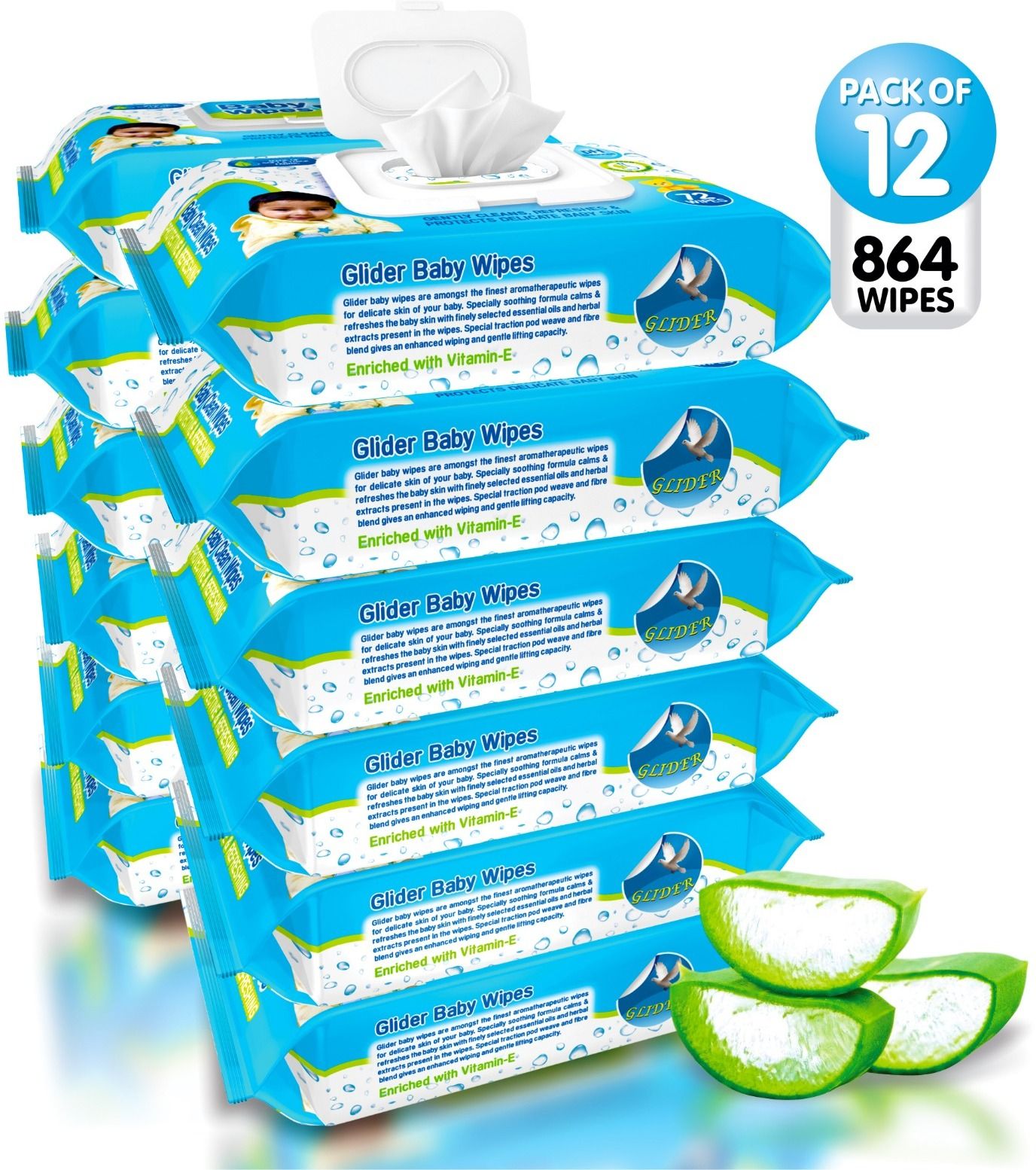 glider Cleansing Baby Wipes with Lid | Extra Thick & Moist Wet Wipes | 72 x 12 |-picture-15