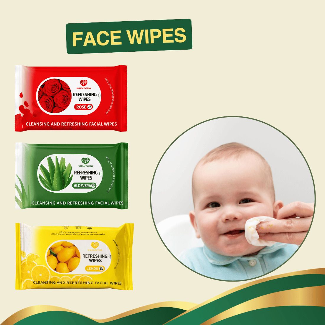 shakalyaveda Refreshing Facial Care Wipes | Triple Fragrance Combo Pack-picture-0
