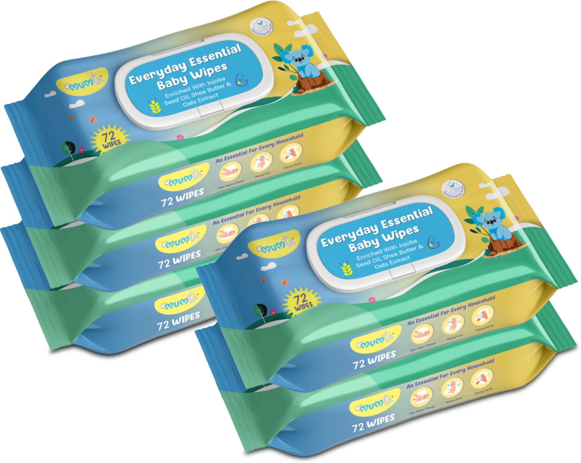 Soft Cleansing Baby Wipes with Aloe Vera & Vitamin E -72 Counts/Pack (Set of 5)-image-36