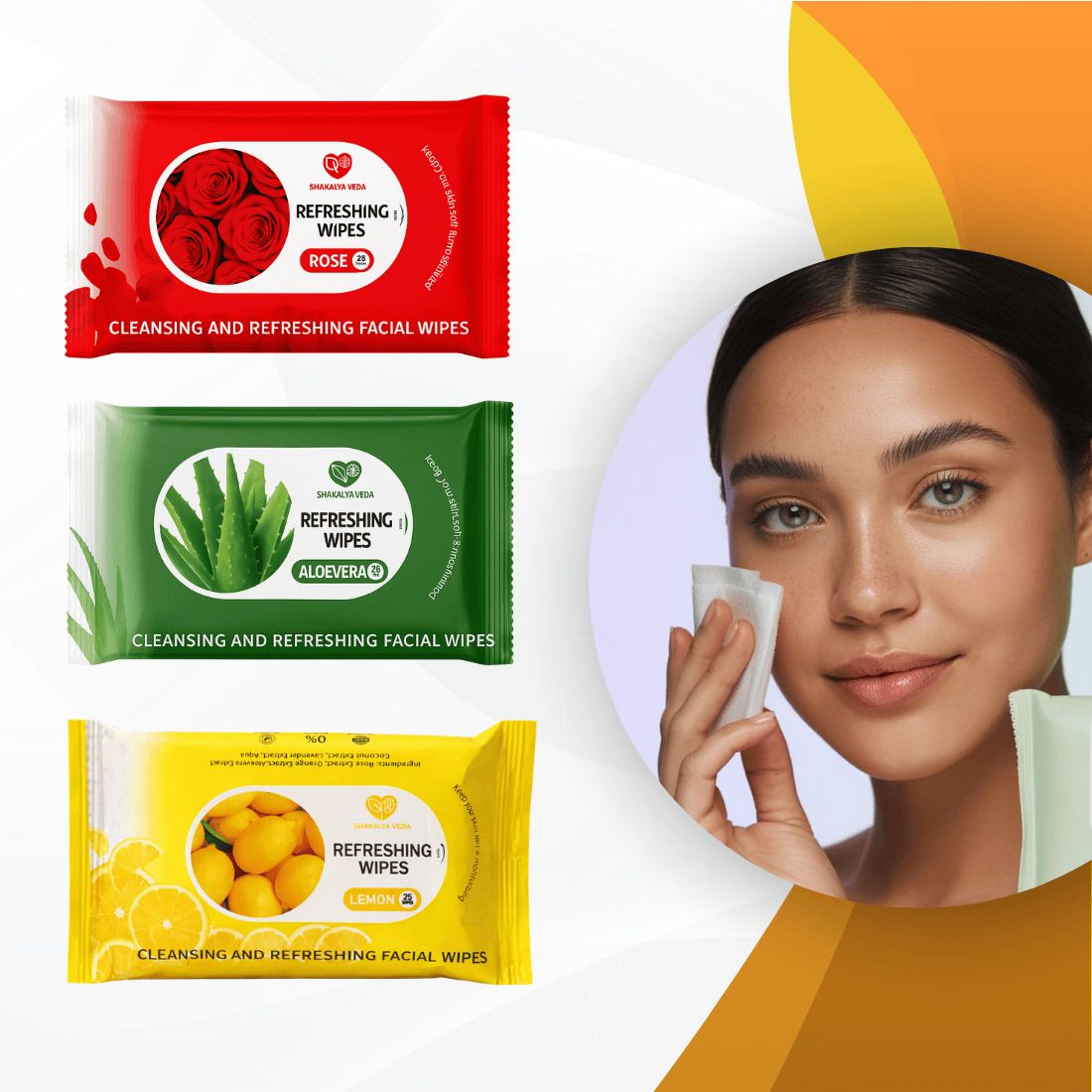 shakalyaveda Wet Face Tissue Pack | Rose Aloe Vera Lemon | 75 Wipes Total-picture-29