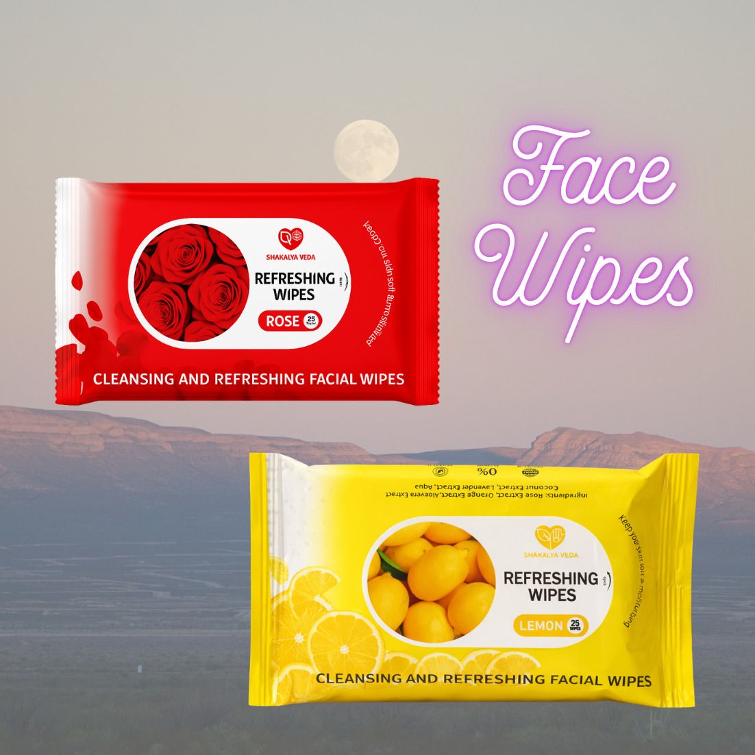 Rose Lemon Refreshing Face Wipes Pack of 2 | 50 Soft Cleansing Wipes-image-12