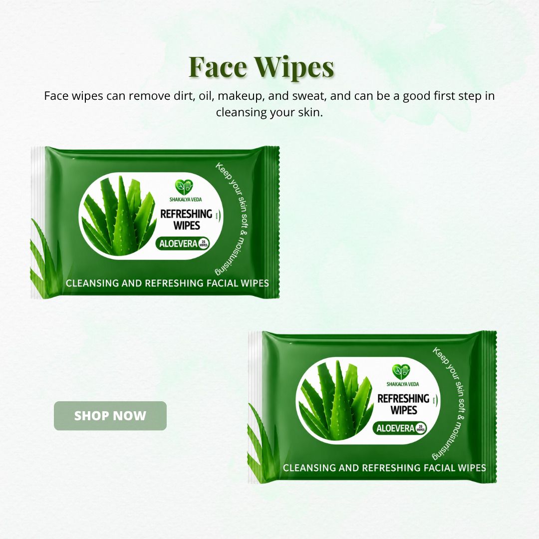 shakalyaveda Herbal Facial Wet Wipes Aloe Vera | Refreshing Skin Cleansing Wipes | Pack of 2-picture-34