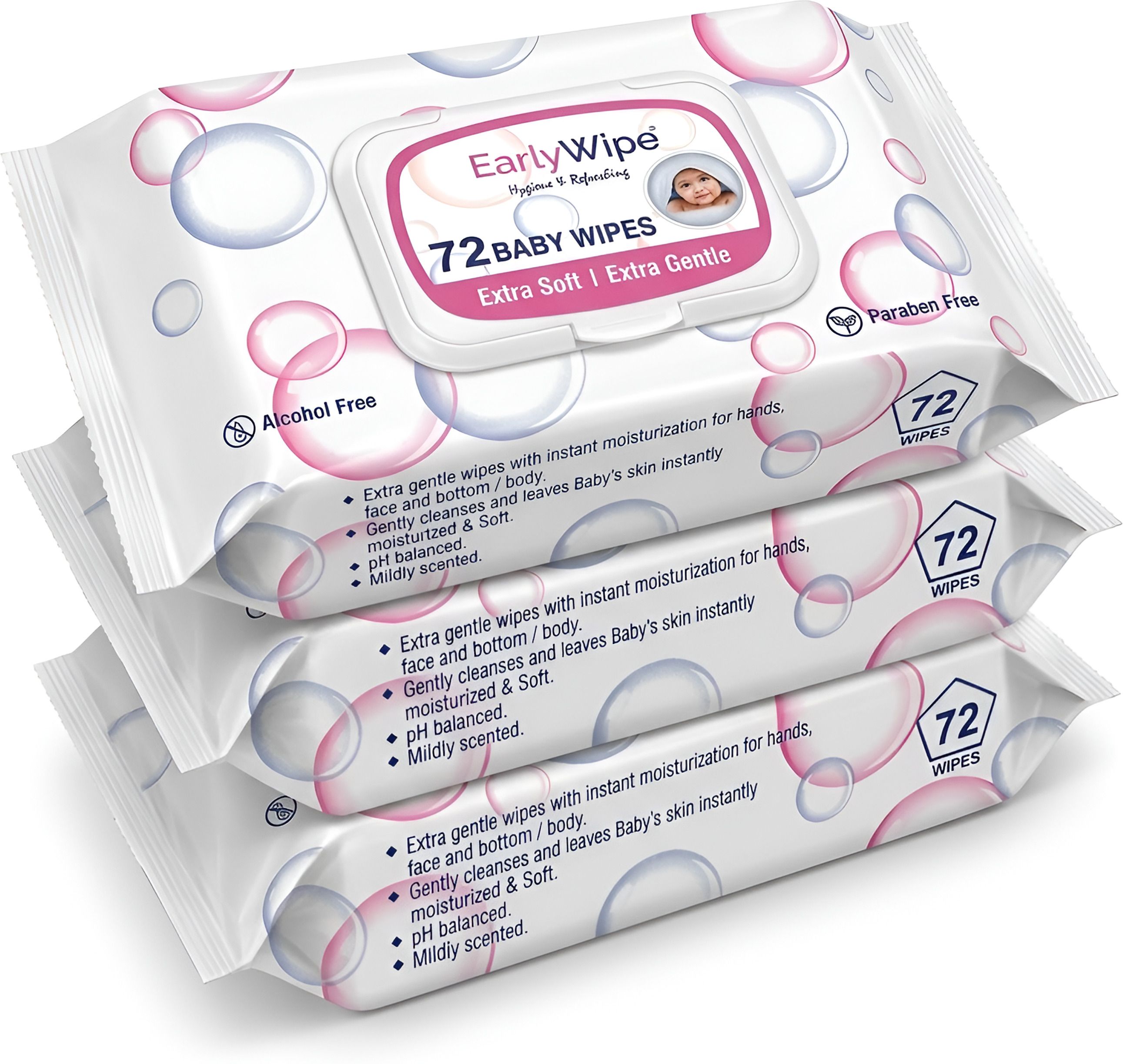 HydraCare Gentle Clean Baby Wipes Triple Pack - 72 Wipes Each-image-10
