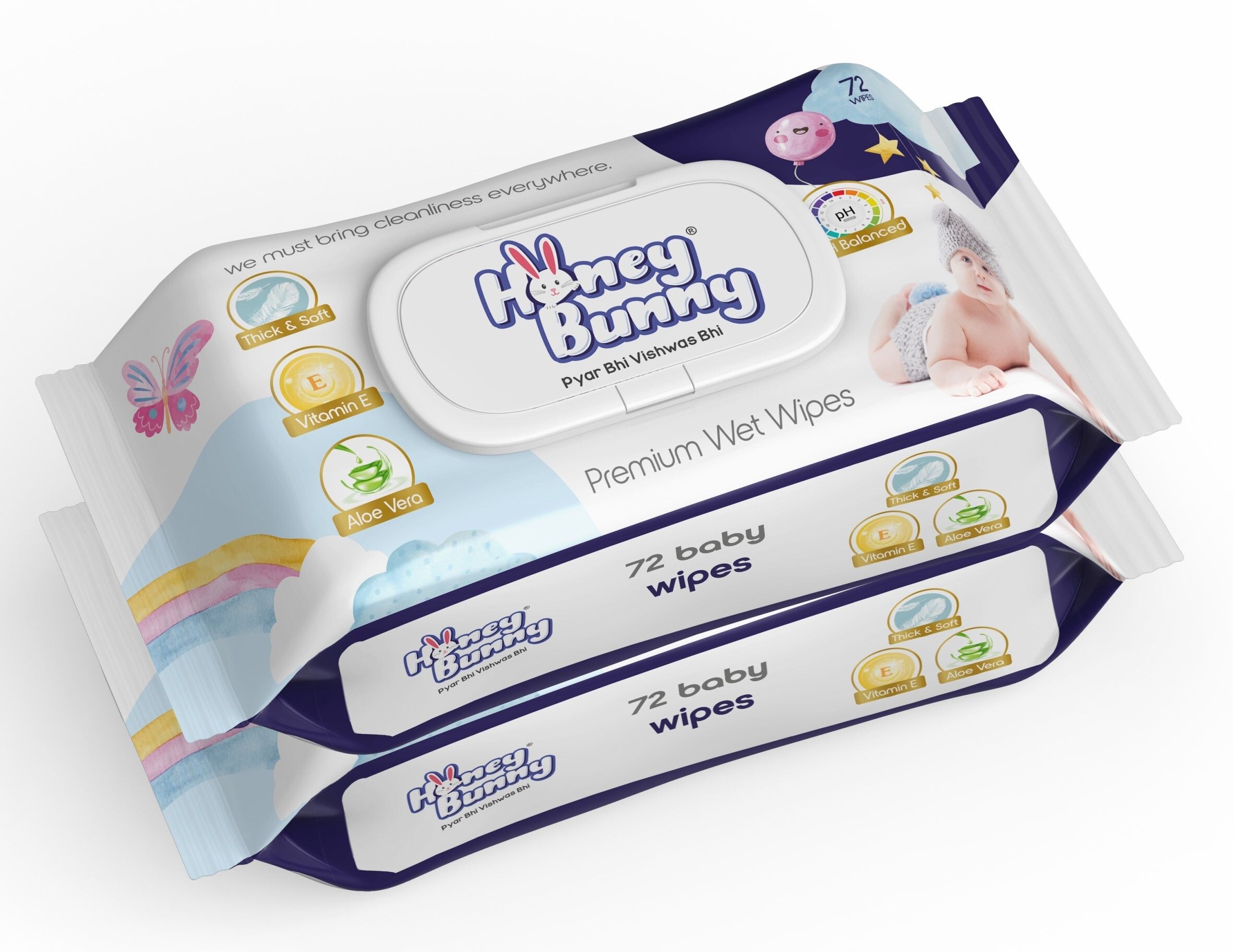 Premium Wet wipes with aloe vera & Vitamin E (144 Wipes) Pack of 2-image-24