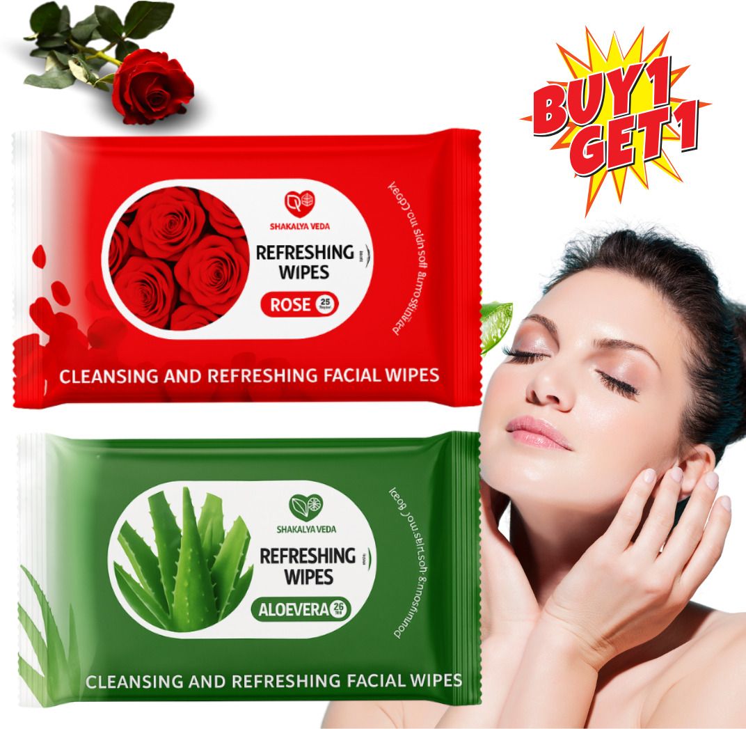 Refreshing Wet Face Wipes | Aloe Vera Rose Combo Pack-image-2