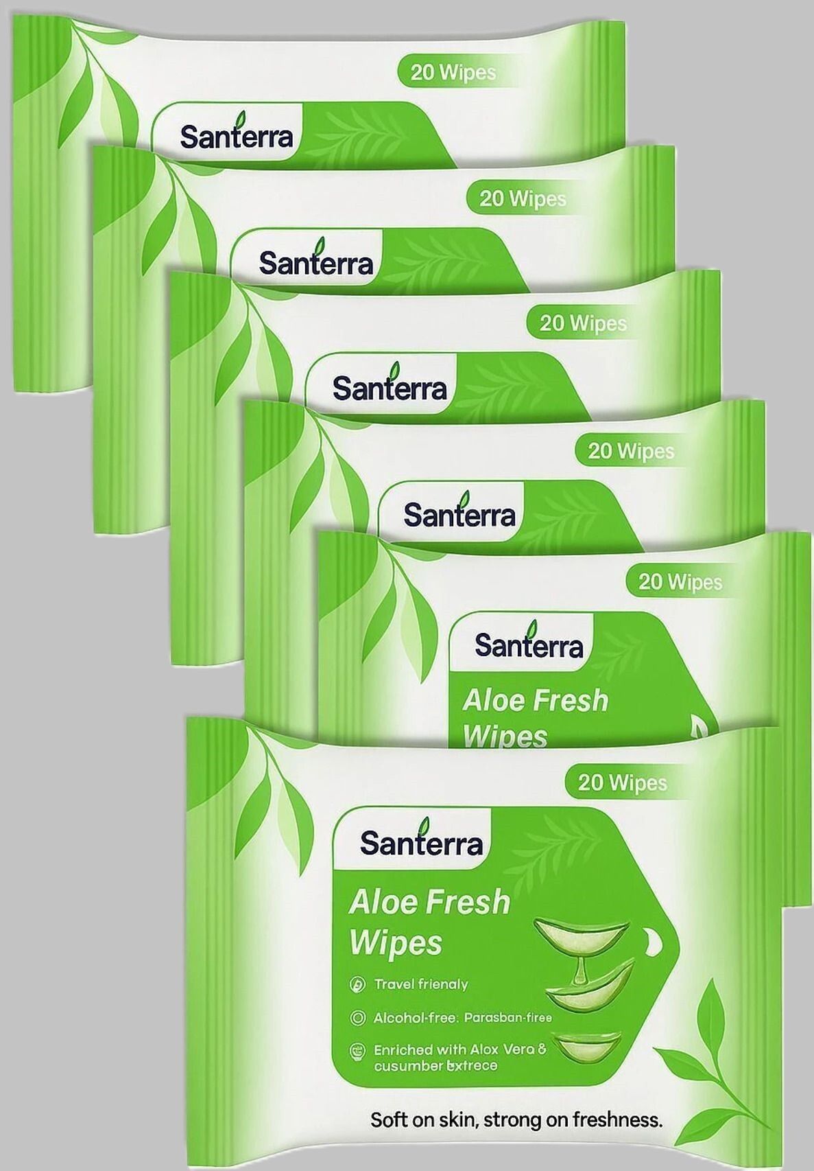 santerra Refreshing Aloe Vera Wet Wipes Facial Cleansing Wipes for Face Pack of 6-picture-19