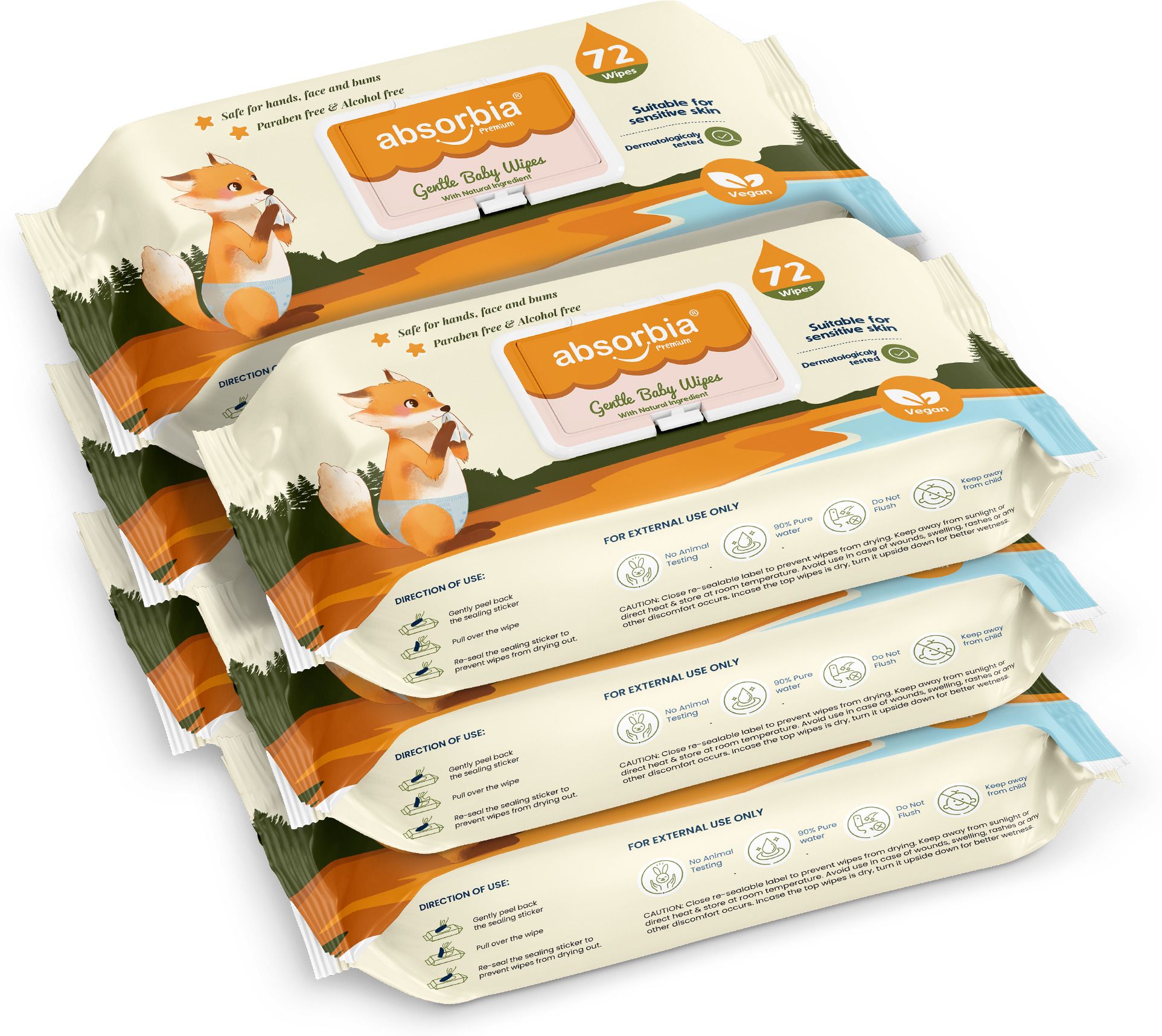 Gentle Baby Wet Wipes (432s x Pack of 6 with Lid) | 90% Pure Water Based-image-9
