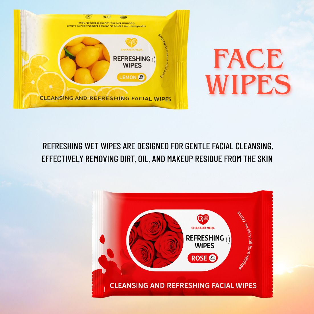 Rose Lemon Wet Face Wipes Pack of 2 | 50 Gentle Facial Cleansing Wipes-image-44