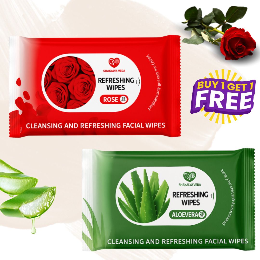 shakalyaveda Rose , Lemon Refreshing Facial Wet Wipes for Men & Women-picture-16