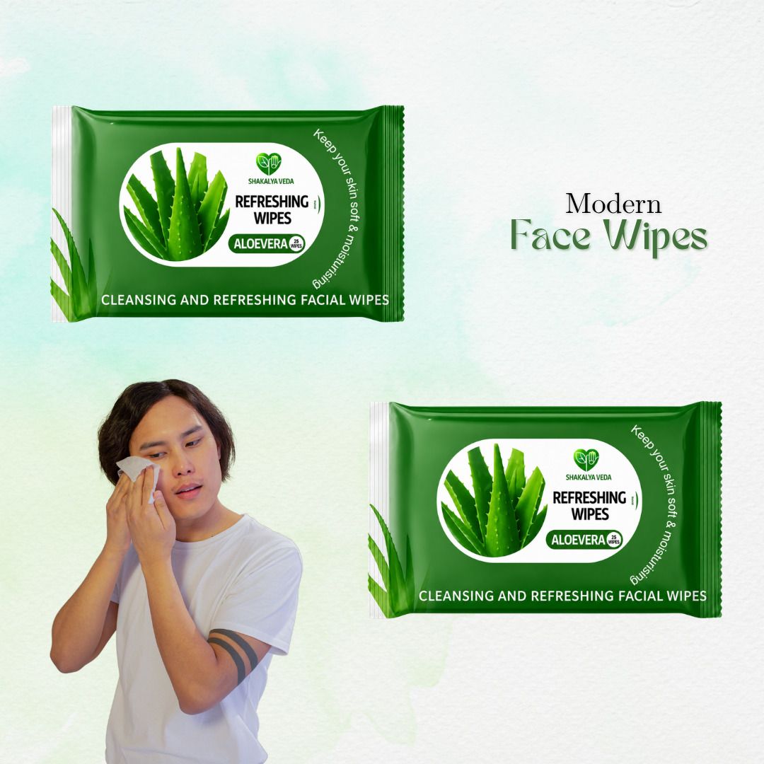 shakalyaveda Aloe Vera Face Care Wet Wipes | Gentle Cleansing & Moisturizing Wipes-picture-3