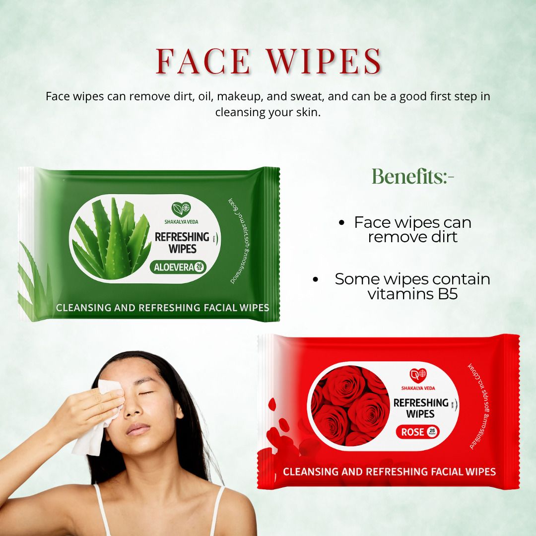 shakalyaveda Rose Aloe Vera Face Care Wet Wipes for Instant Freshness Pack of 2-picture-21