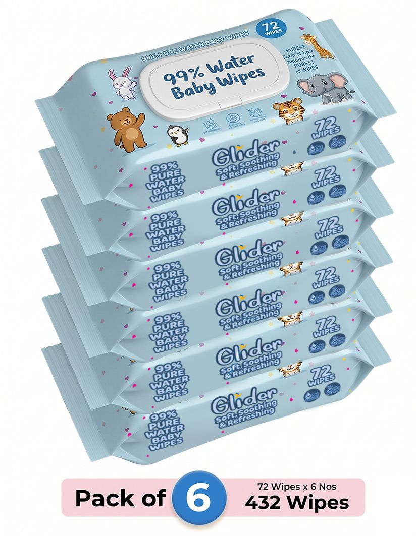 99% Pure Water Baby Wipes with Lid | Skin Nourishing & Cleansing | Pack of 6
