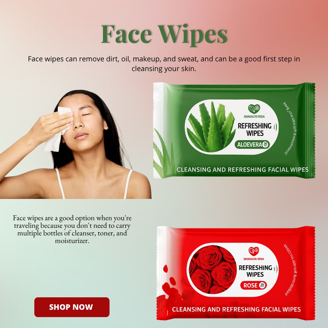 shakalyaveda Rose Aloe Vera Skin Refresh Wet Wipes Travel Pack of 2-picture-14