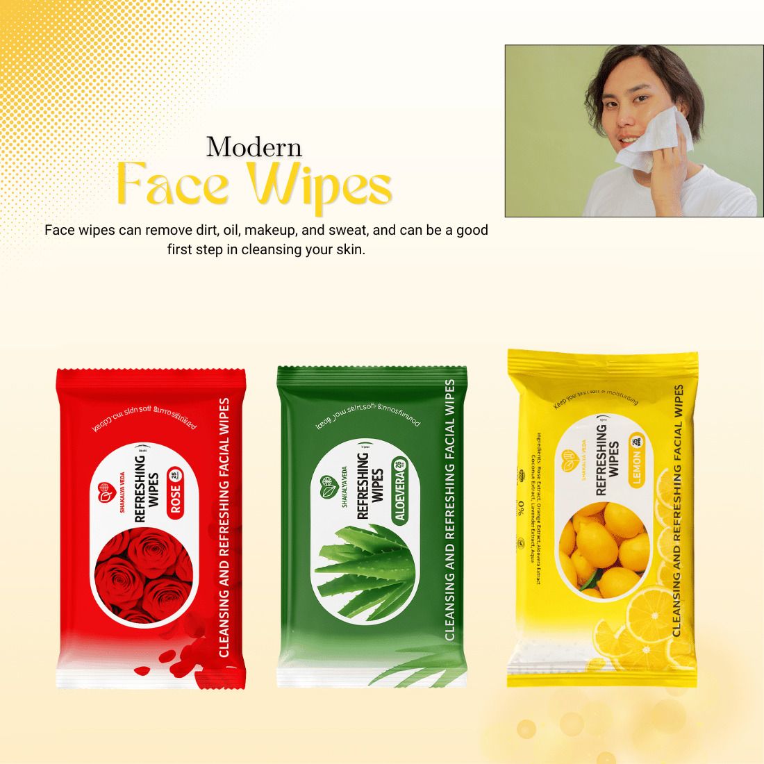 shakalyaveda Wet Facial Tissue Pack of 3 | Rose Aloe Vera Lemon Wipes-picture-18