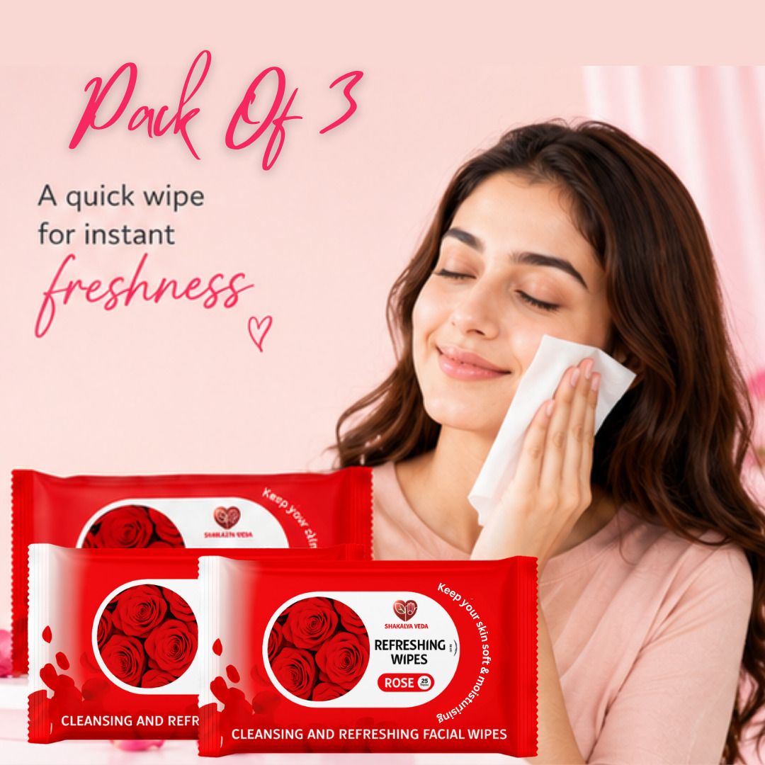 shakalyaveda Rose Extract Facial Wipes for Instant Freshness Pack of 3-picture-7