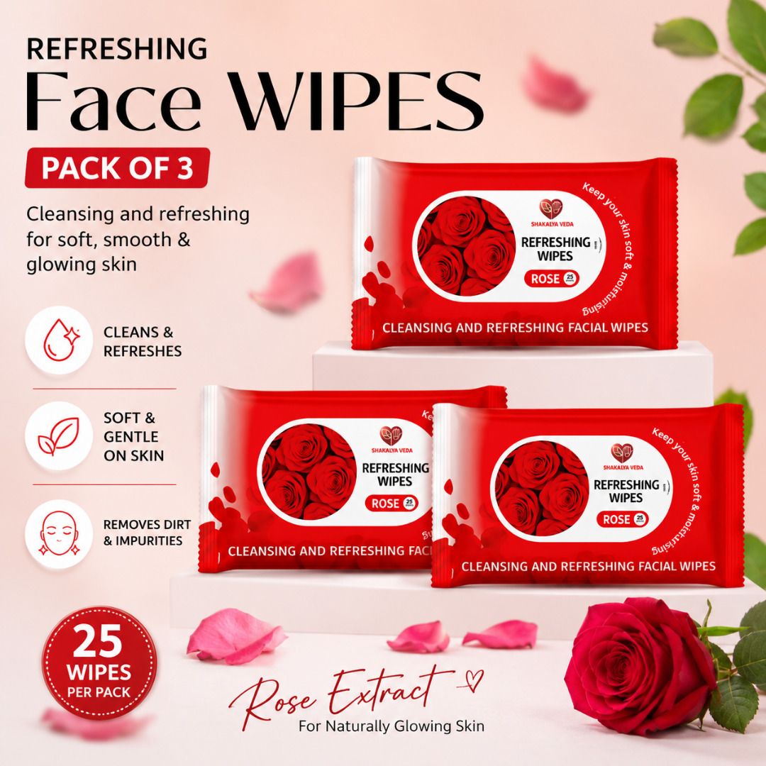 shakalyaveda Rose Face Wipes Pack of 3 for Gentle Daily Cleansing-picture-3