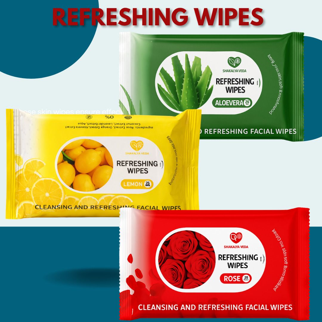 shakalyaveda Facial Wipes Combo Pack of 3 | Rose Lemon Aloe Vera Face Wipes | 75 Wipes-picture-9