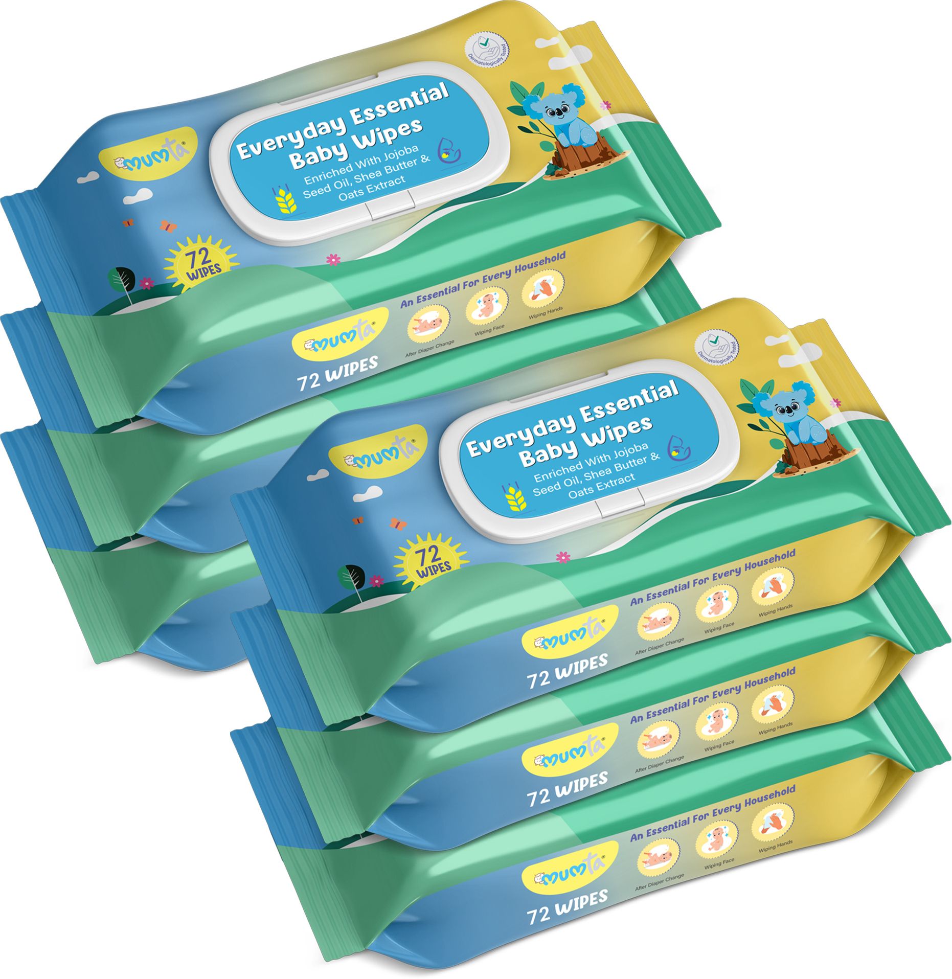Soft Cleansing Baby Wipes with Aloe Vera & Vitamin E -72 Counts/Pack (Set of 6)-image-40