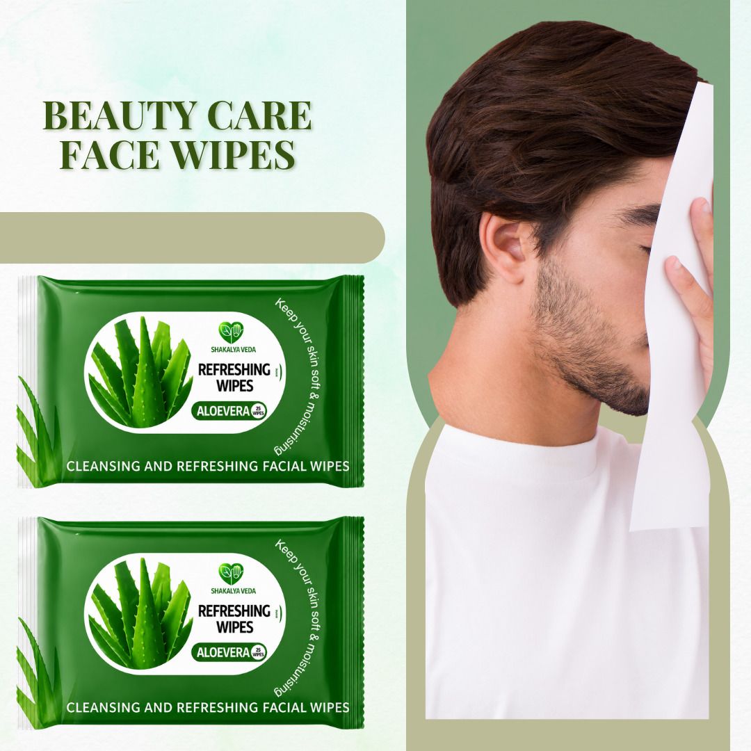 shakalyaveda Refreshing Wet Wipes with Aloe Vera | Facial Cleansing Tissue | Pack of 2-picture-5