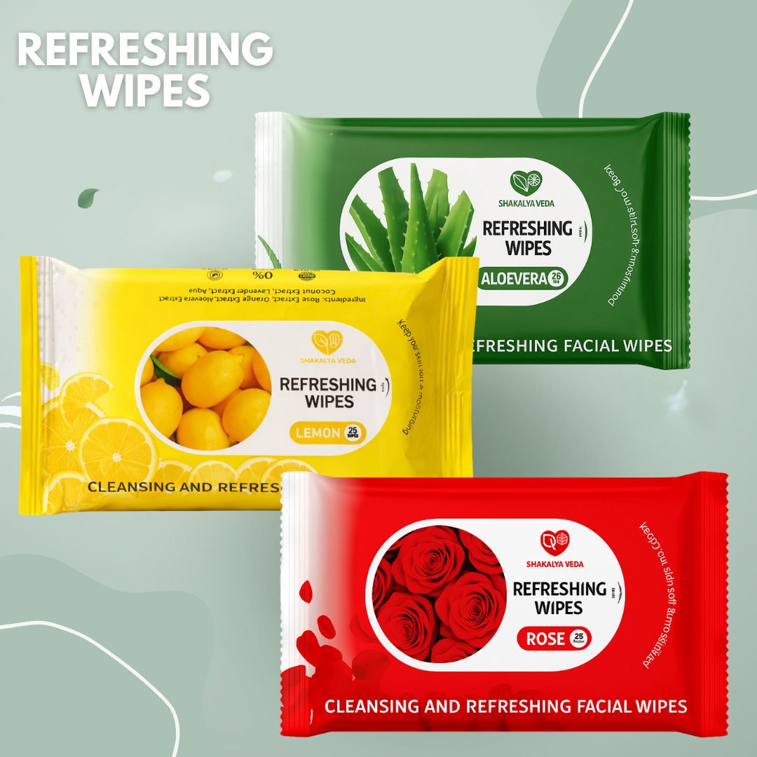 shakalyaveda Rose Aloe Vera Lemon Wet Tissue | Instant Freshness Face Wipes-picture-27