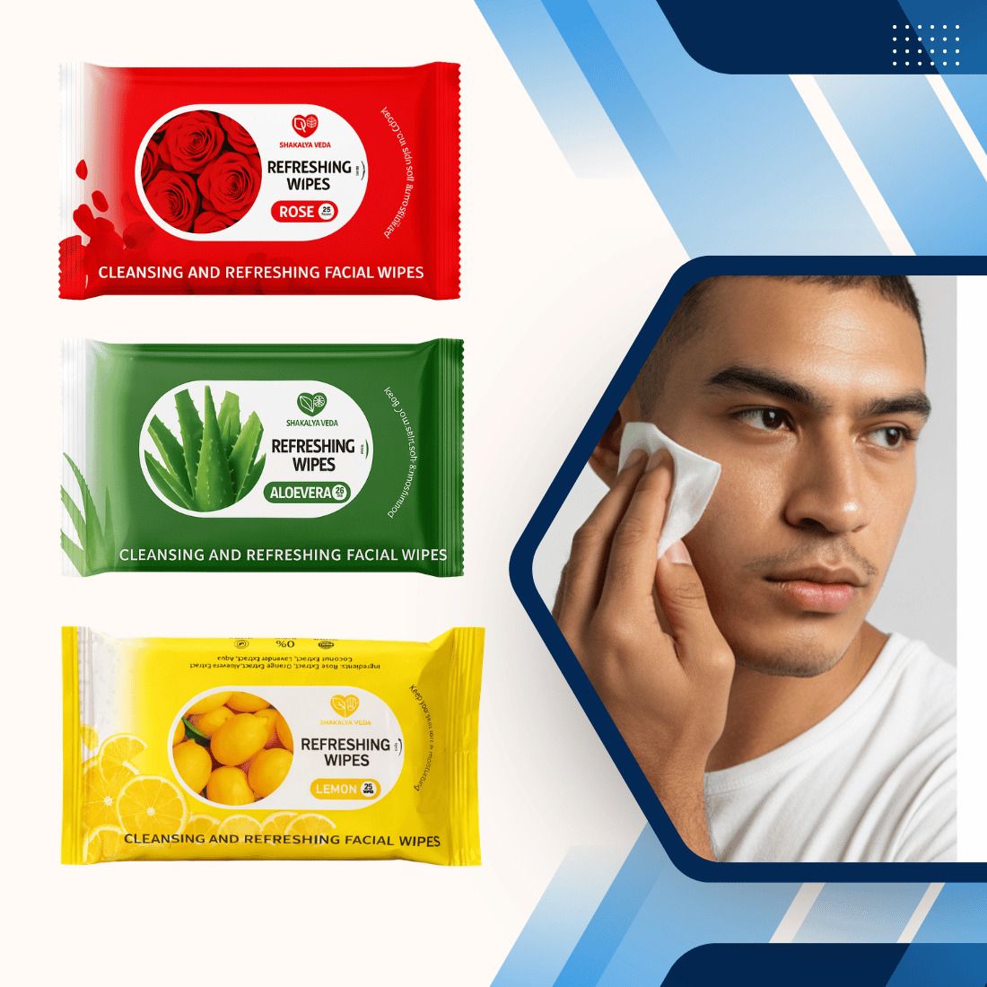 Gentle Skin Cleansing Wipes | Rose Aloe Vera Lemon | Trio Pack-image-4