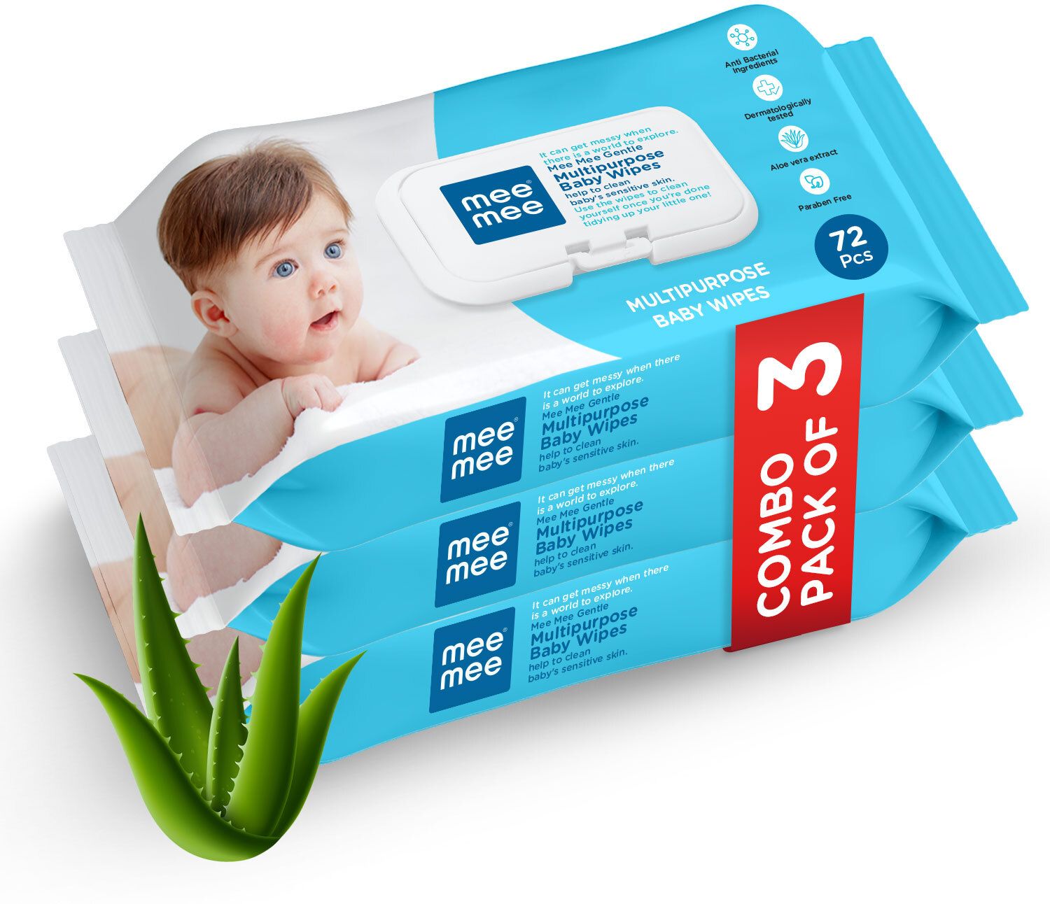 meemee Gentle Baby Wipes, 72 Pieces (Buy 2 Get 1 Free)-picture-20