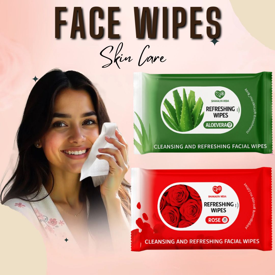shakalyaveda Rose , Lemon Refreshing Facial Wet Wipes for Men & Women-picture-12