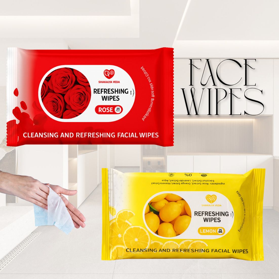 Rose Lemon Wet Wipes Pack of 2 | 50 Face Cleansing Wipes for Everyday Use-image-49