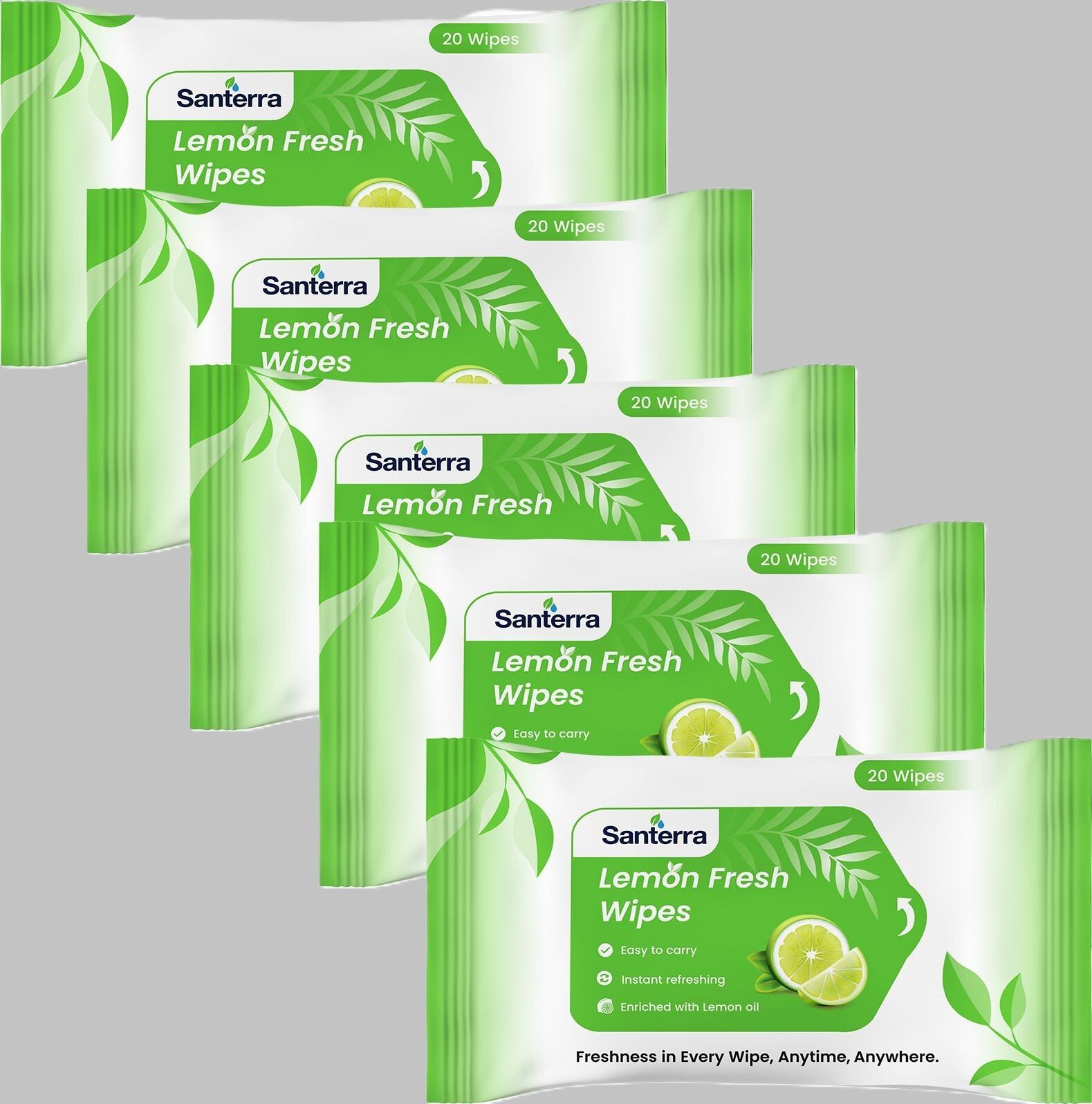 santerra Skin Cleaning Wet Wipes with Lemon & Mint Refreshing Facial Wipes Pack of 5-picture-26