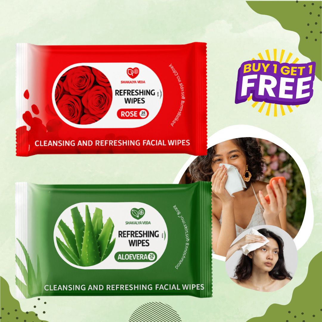 shakalyaveda Rose & Aloe Vera Face Wipes Pack of 2 | Refreshing Facial Wipes-picture-40