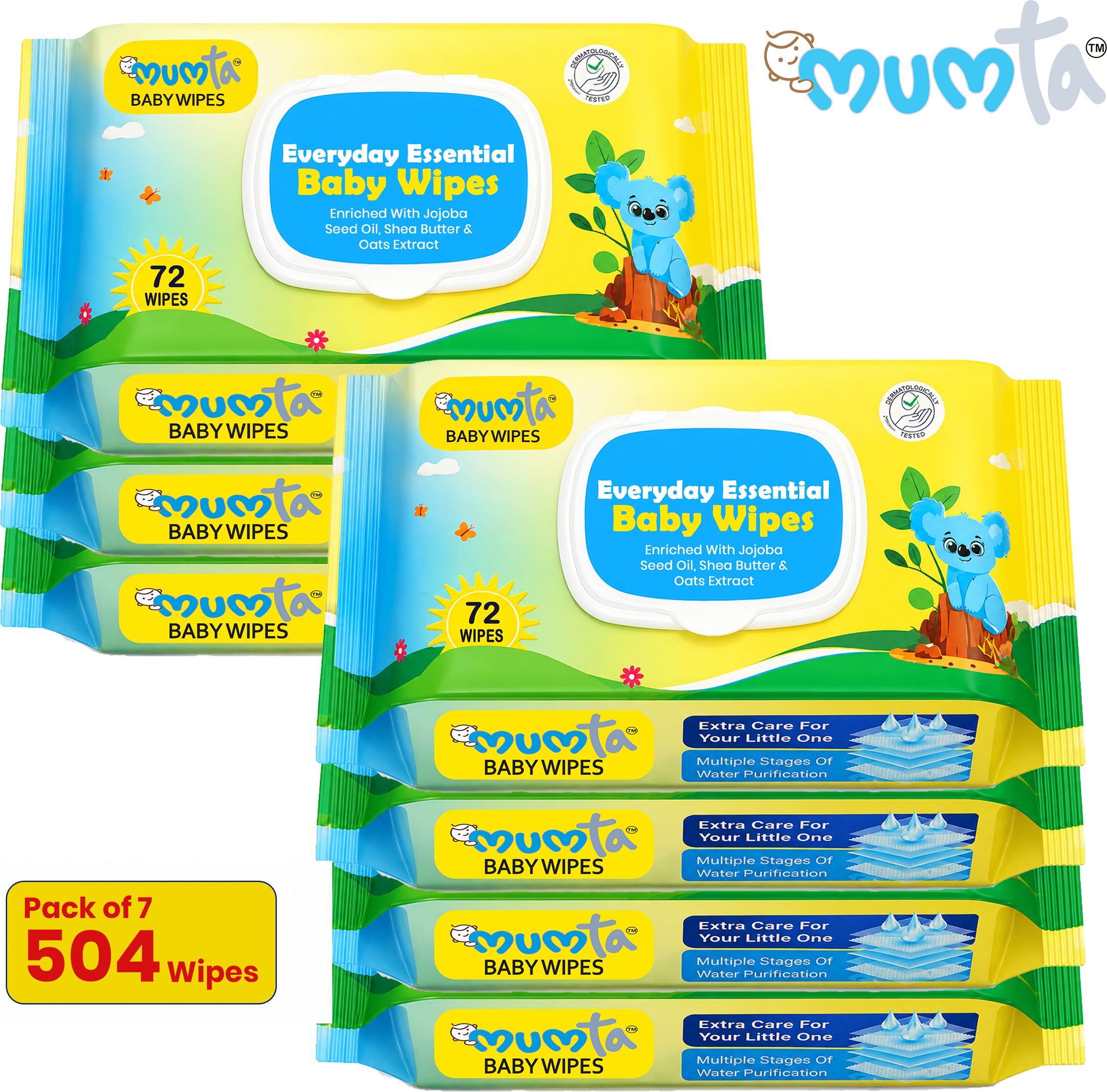 mumta Baby Wipes | Wet Wipes for Baby Enreached with Aloe Vera & Vitamin E - Pack of 7-picture-14