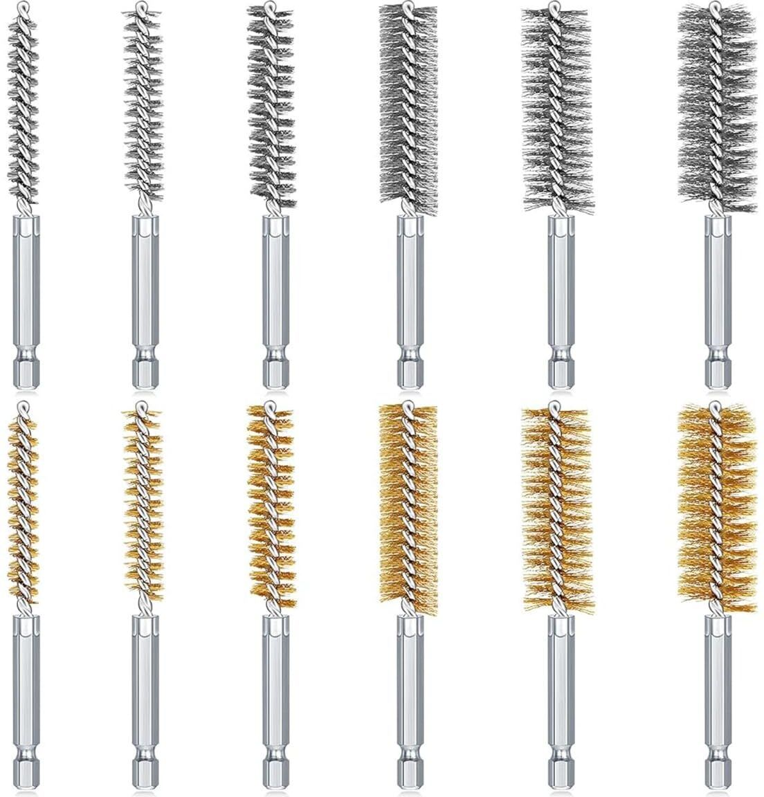 maycreate Wire Bore Brush Set 12Pcs Stainless Steel for Power Drill Cylinder Brush-picture-21