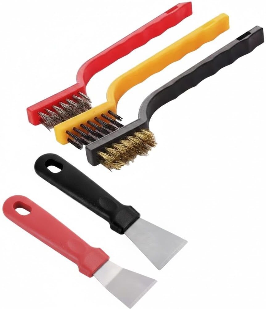 joyus Wire Brush Set with Scrapers Steel, Brass & Nylon Brushes with Plastic Handle Handle Scratch Brush-picture-10