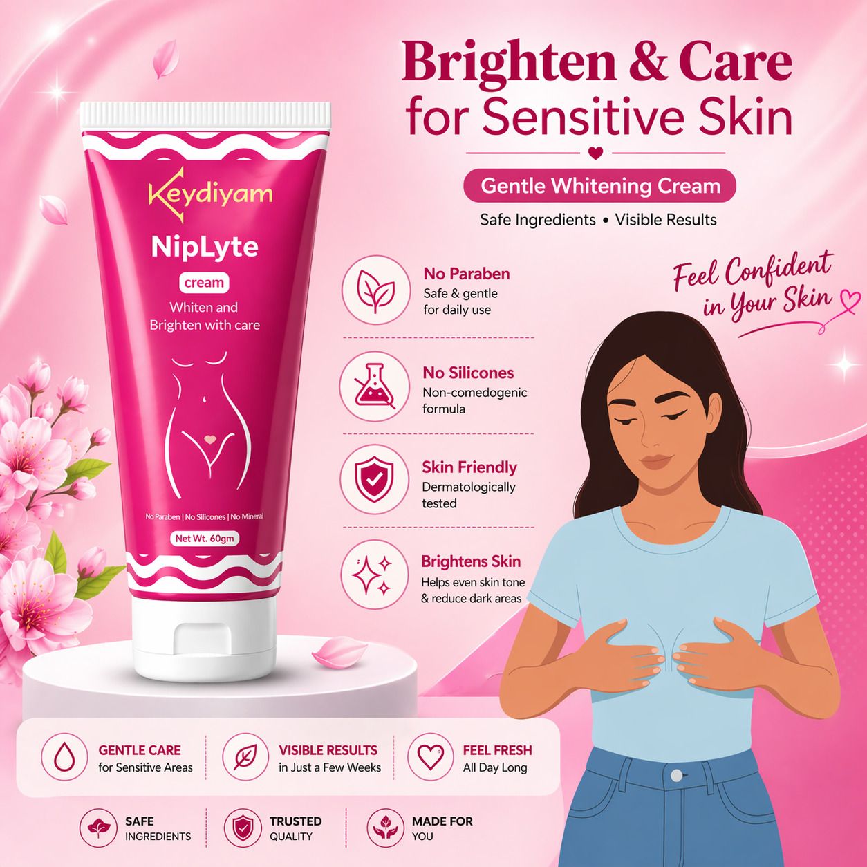 keydiyam NipLyte Brightening Cream for Sensitive Areas (60g) Intimate Cream-picture-32