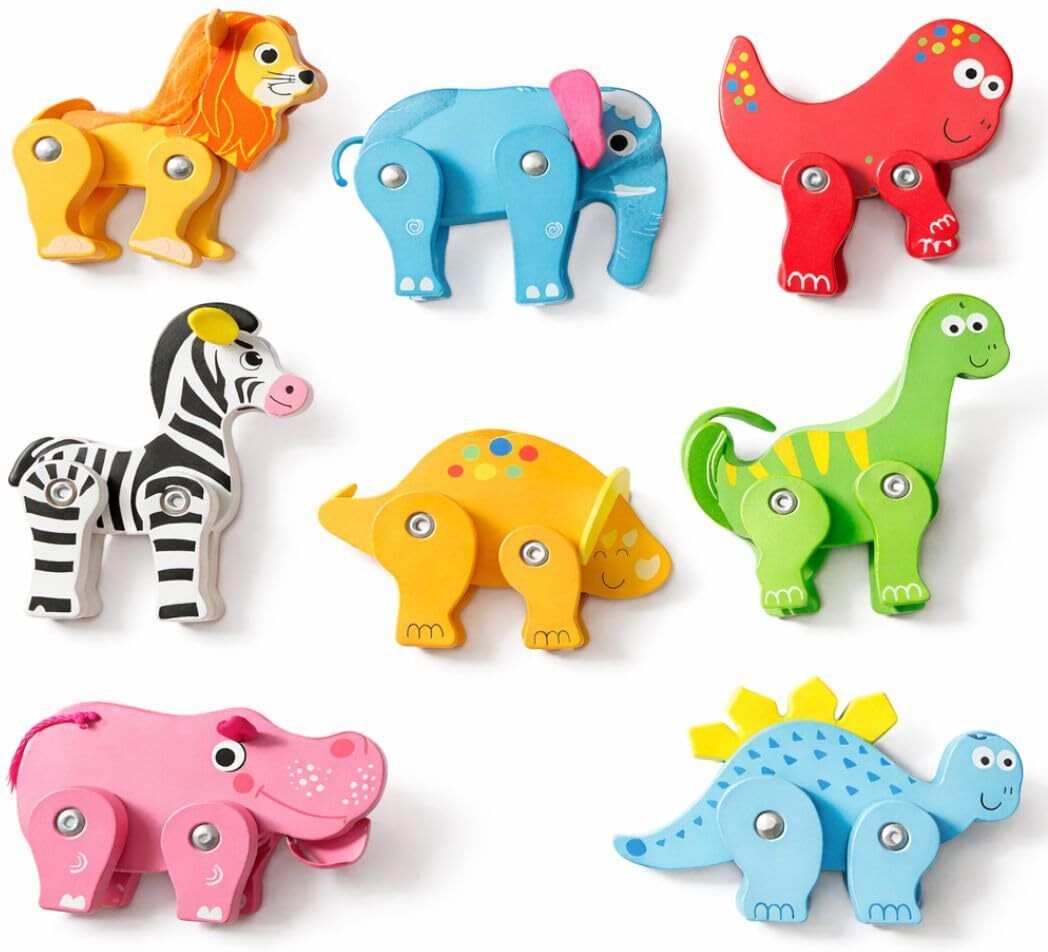 Wooden Zoo Animal Toy Set for Kids 102 Rubber Wood Wood Block-image-40