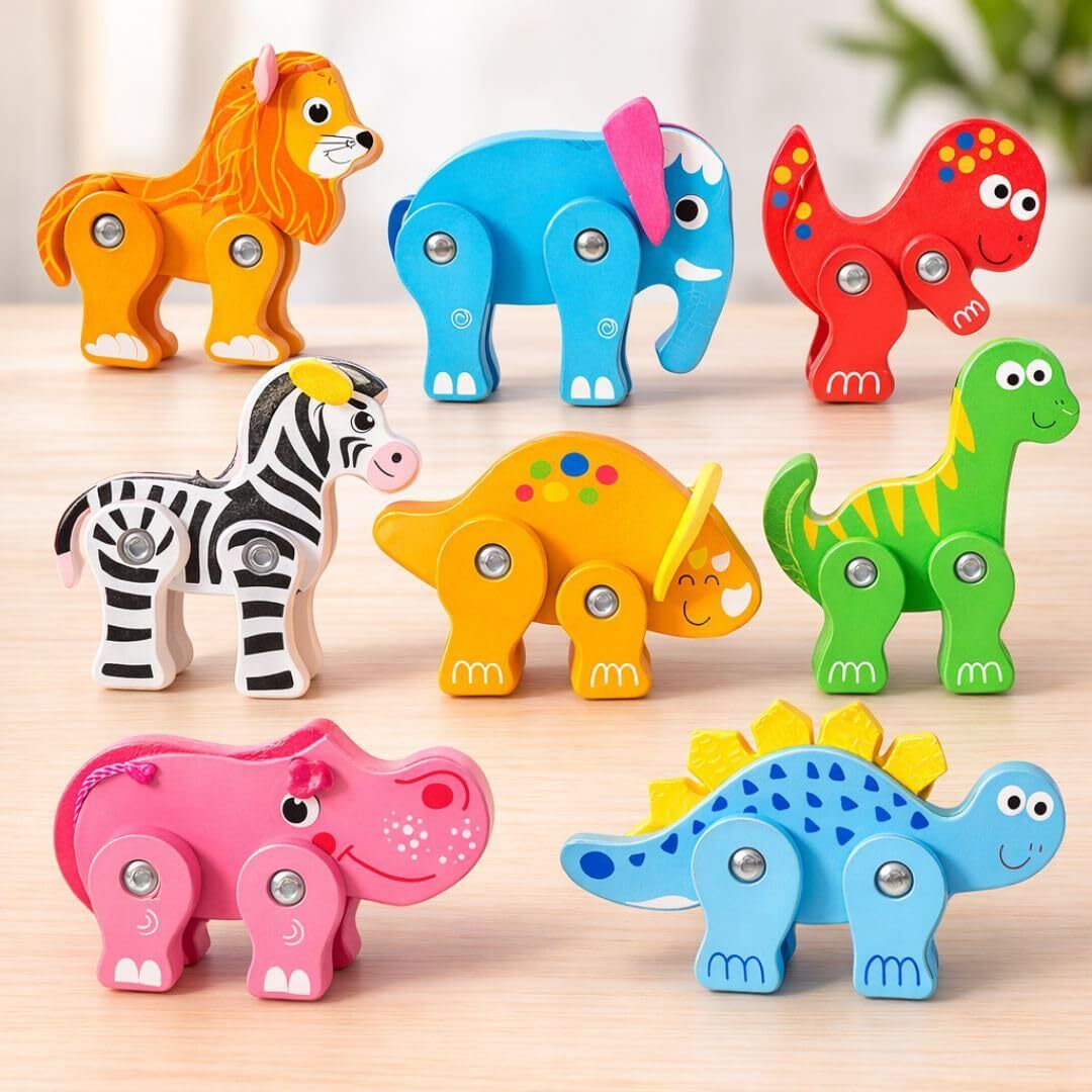 beebox Wooden Zoo Animal Toy Set for Kids Rosewood (Sheesham) Wood Block-image-17
